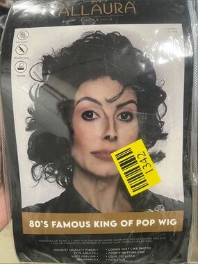 NWT 80's King of Pop Curly Black Wig - Black